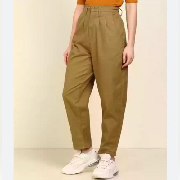 Levis gold twill pleated balloon leg pant jeans Size 25 stretch cotton - Picture 5 of 15